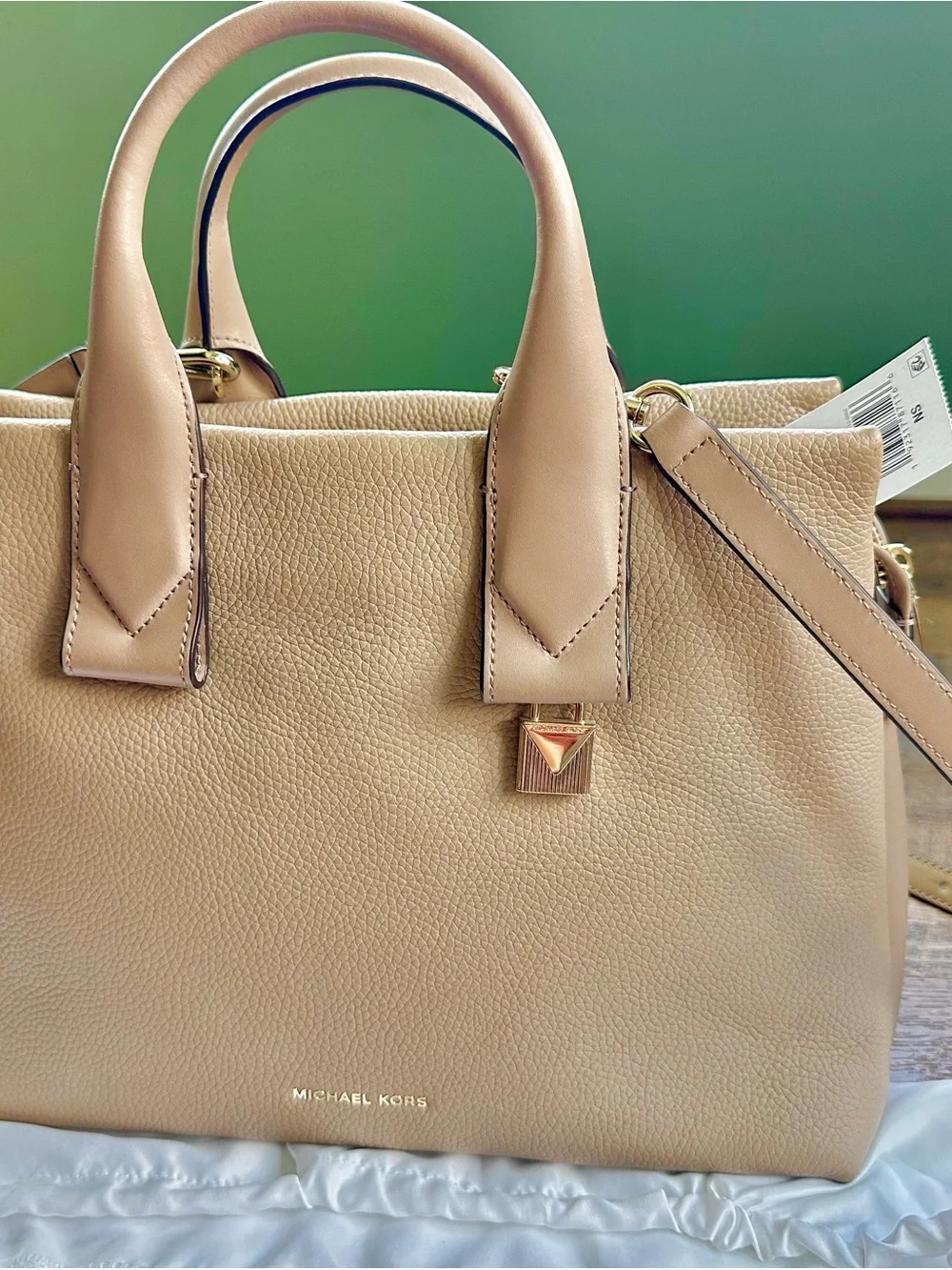 NEW Michael Kors Rollins satchel in taupe. Retails for $368